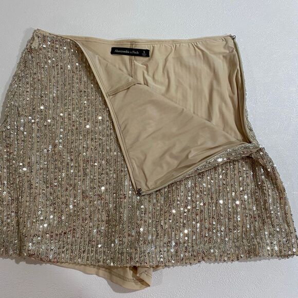Abercrombie & Fitch Gold Sequin Mini Skirt Size Small Holiday Party NYE - Picture 4 of 8